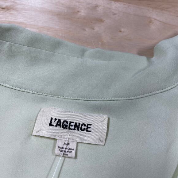 L’Agence NWOT Freja Silk Draped Blouse Light Mint Green Sleeveless Size S - Picture 6 of 11